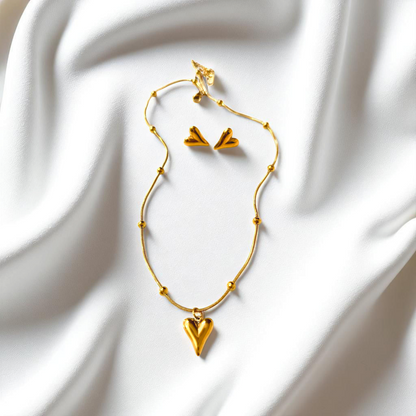 Heart Necklace Set 18k gold plated stainless steel by Efforro Pakistan 