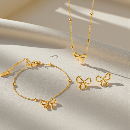 BOW GOLD NECKLACE SET