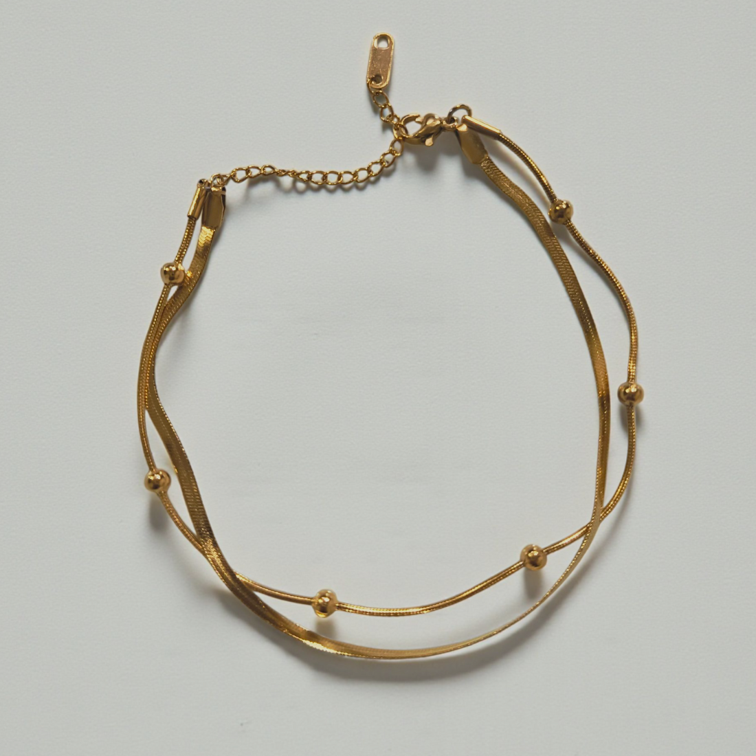 DUAL DOTTED & SNAKECHAIN ANKLET