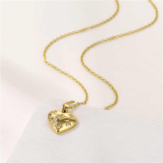 Heart Pendant Diamond Design - Stainless Steel - Anti Tarnishing