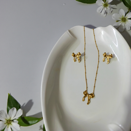 RIBBON ROYAL BOW NECKLACE SET